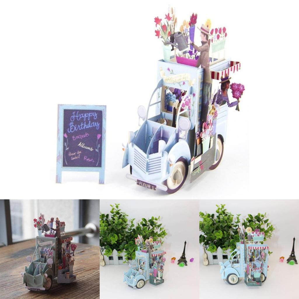 Unique Paper Craft Birthday Car Card With Printing And Folding For Party Decor