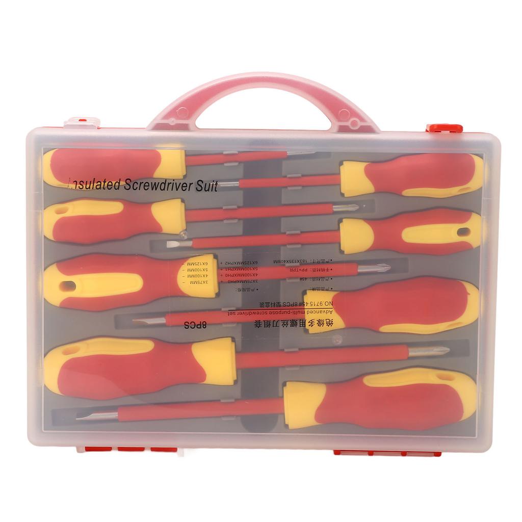 8 Piece 500V Insulated Screwdriver Set with Magnetic Tip Cross Slot Screwdriver Assortment Kit for