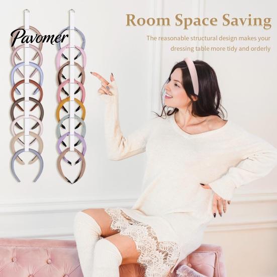 Vertical Headband Storage Girl Holder Organizer 24-Slot Hanging Hairband Rack High-Density Elastic Hair Hoop Display Stand