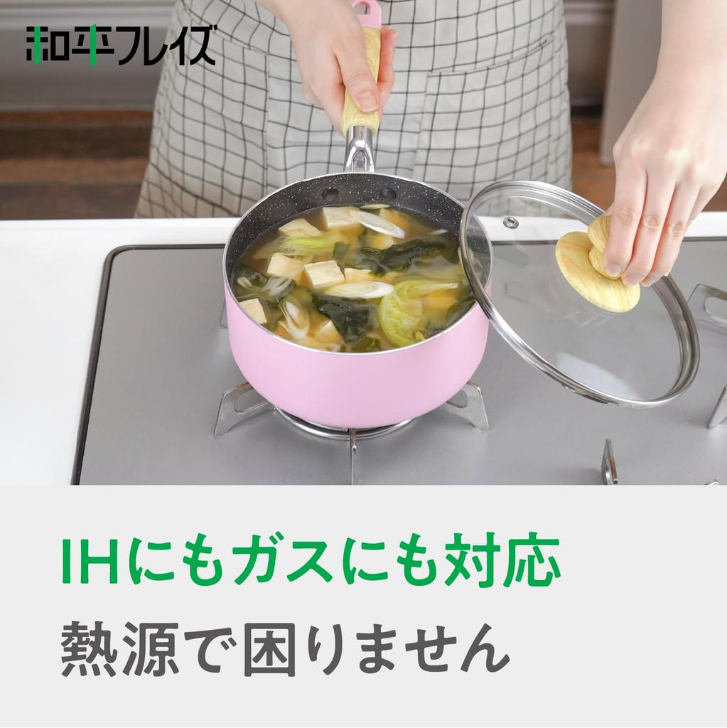 Wahei Freiz New Life Single Person Living One-Handle Pot 18cm Pink Home Cooking 100,000 Abrasion Resistance Test Daikin Silkware EL Marble Coat IHGas