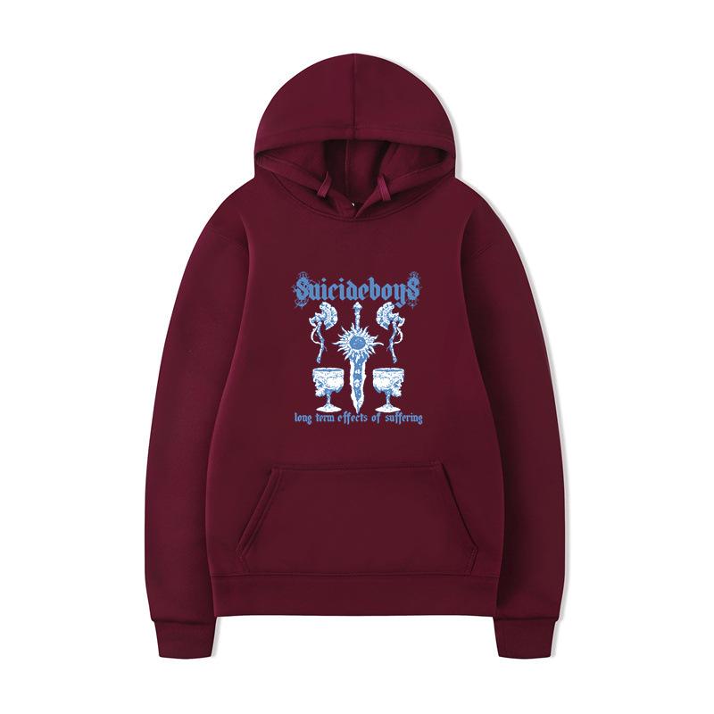 Autumn Winter Sword Letter Print Men Hoodie Vintage Unisex Pullover Men Vintage Graphic Hoody Tops Oversize Clothing