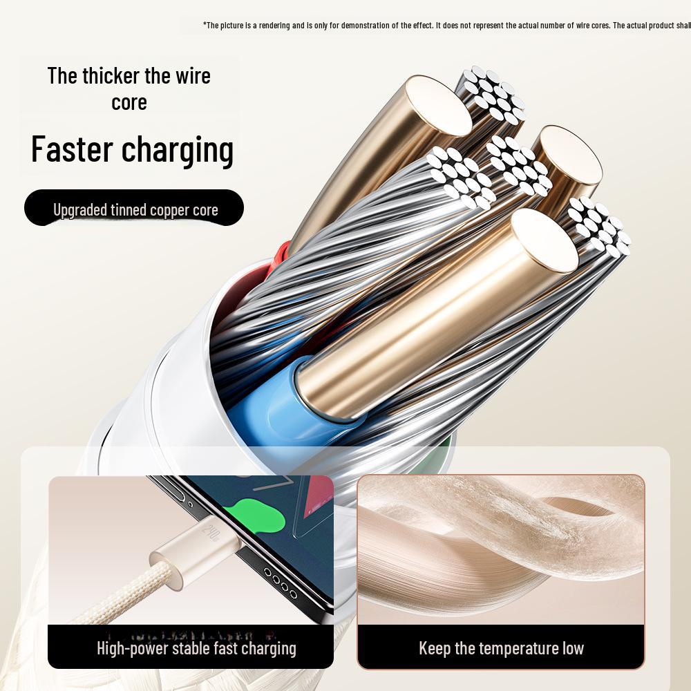 240W Type-C Super Fast Charging Data Cable - Desert Gold, Braided Zinc Alloy Interface.