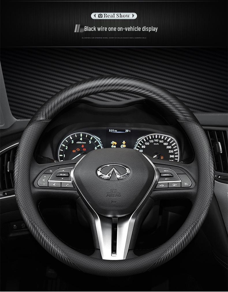 Genuine Leather Steering Wheel Cover for Infiniti Q50L, QX50, G25, QX30, Q60, QX70, FX35, Q70L