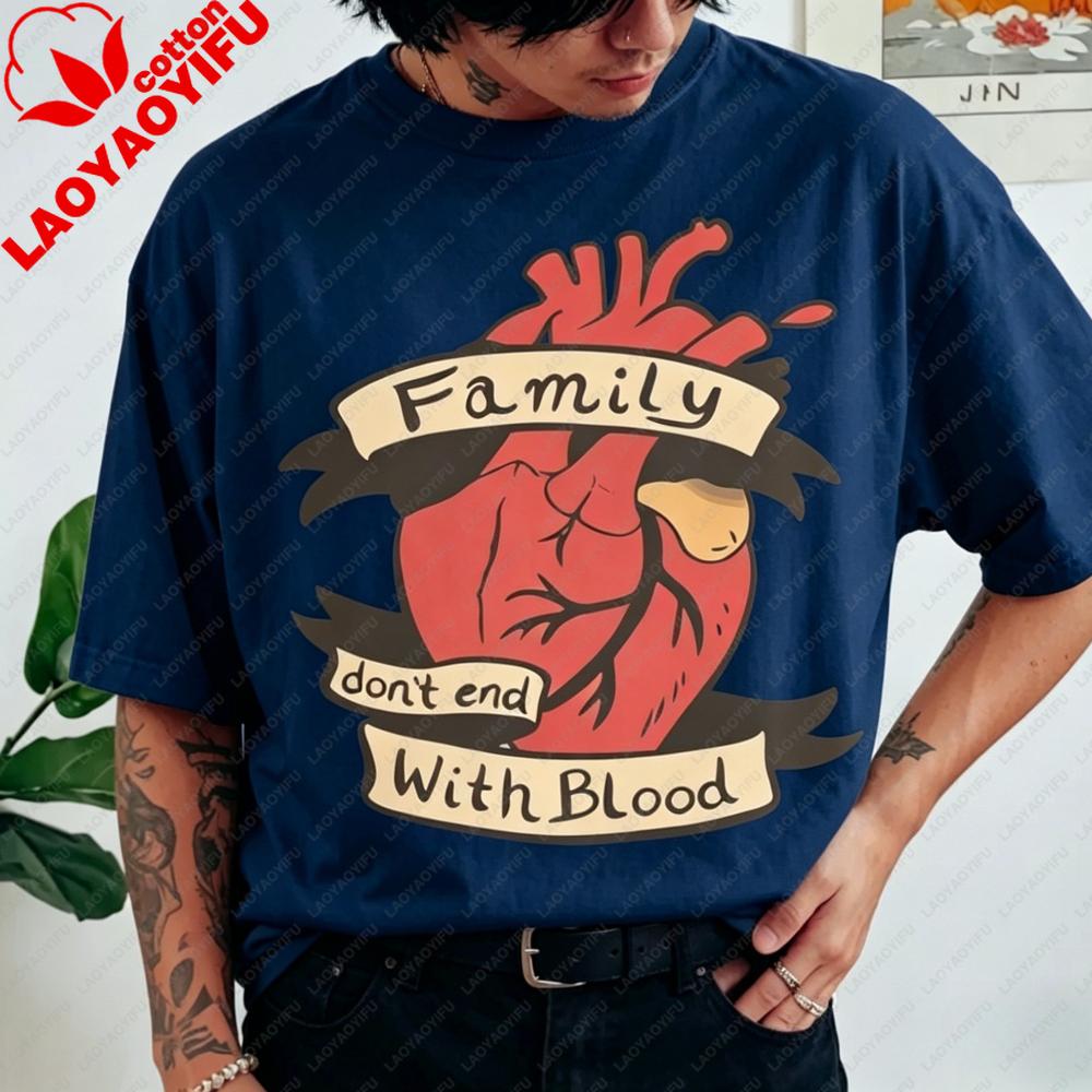 Family Don't End with Blood Supernatural Theme Shirt SPN Winchester Brothers Graphic Tee Science Fiction TV Series Gift Tshirt