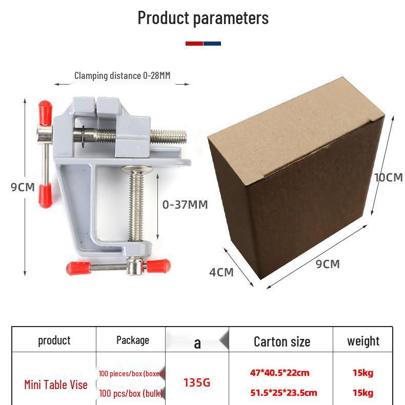Mini Aluminum Alloy Table Vise - Compact Bench Vise and Flat Nose Pliers for Small Desktop Tasks