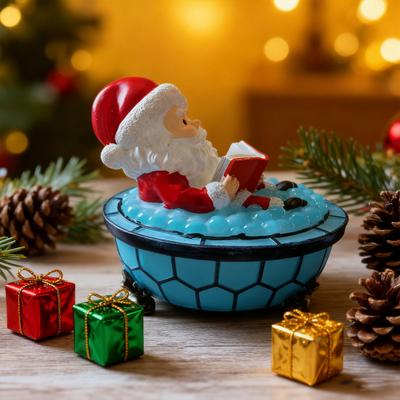 Navidad Papá Noel Lámpara de Baño de Burbujas Leyendo Libro Papá Noel Luz Nocturna LED Decoración de Escritorio para Fiesta Navideña Oficina en Casa Regalo para Amante de los Libros