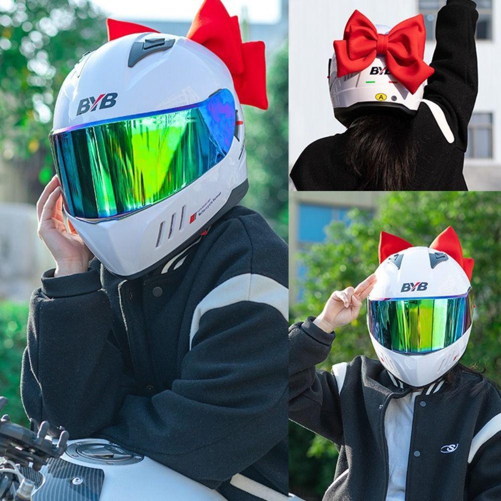 Cloth Cloth Satin Ribbon Bow 12 Colors Helmet Headwear Helmet Bowknot Electric Vehicle Decoration