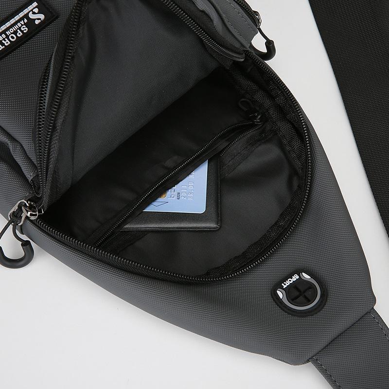 Waterproof Nylon Chest  Bag - Men's Crossbody Sling Backpack, Compact Shoulder Messenger Bag, Travel & Outdoor Hiking Pack