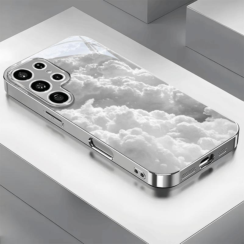 

Гальванизированный золотой новый чехол для телефона для Samsung Galaxy S26 Ultra S25 Plus S24 S23 S22 fe закаленное стекло Художественные текстурные узоры For Galaxy S26