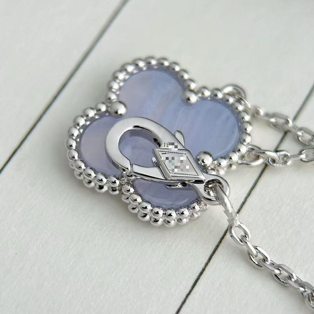 Four-leaf Clover Purple Chalcedony Necklace High-end Sense Clavicle Light Luxury High-end Fashion Women's Necklace