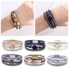 Dames Manchet Armband Vier Lagen Imitatie Kristal Strass Retro Nepleer Magnetische Sluiting Meisjes