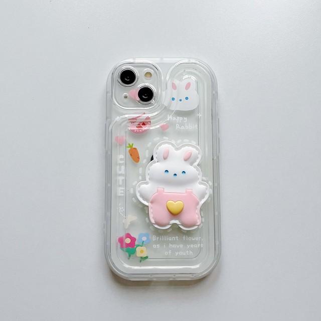 

Чехол для телефона Ins 3d Bear Rabbit Lucky для Iphone 13 12 11 Promax 14 Pro Max Bunny с рисунком Happy Butterfly, задняя крышка, чехол for iphone 11PROMAX