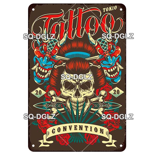 [SQ-DGLZ] Tattoo Styles Metal Sign Vintage Plaque Tin Sign Plate Wall Decor For Bar Club Man Cave Art Painting Travel Poster