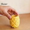 Smooth Surface Pen Stand 3D Printed Pineapple Shaped 2-in-1 Holder & Plant Pot, Bright Yellow Pens Rhombus Texture Cup, Multi-Use Container