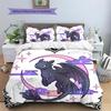 Toothless Night Fury Pattern Bedding Quilt Set Quilt Cover Pillowcase Home Decoration Birthday Gift (1 * Duvet Cover + 2 * Pillowcase, Without Core)