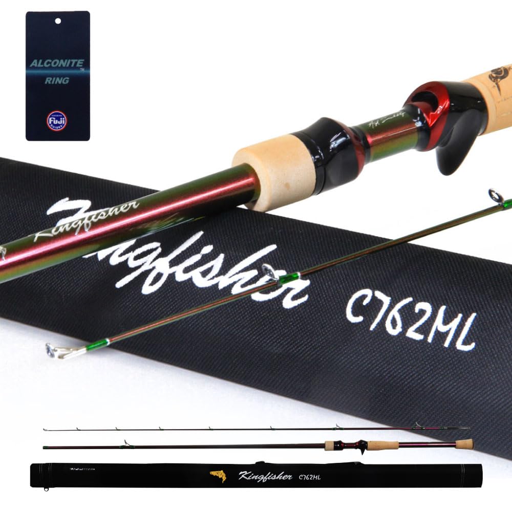 Orig Fishing Tackle Hard Rod Case with Lure Style Kingfisher for Bass, Rockfish, and Sea Bass, C762ML (ori-784139)