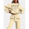 Womens Casual Hoodie Set Long Sleeve Sportswear Street Style Printed Loungewear