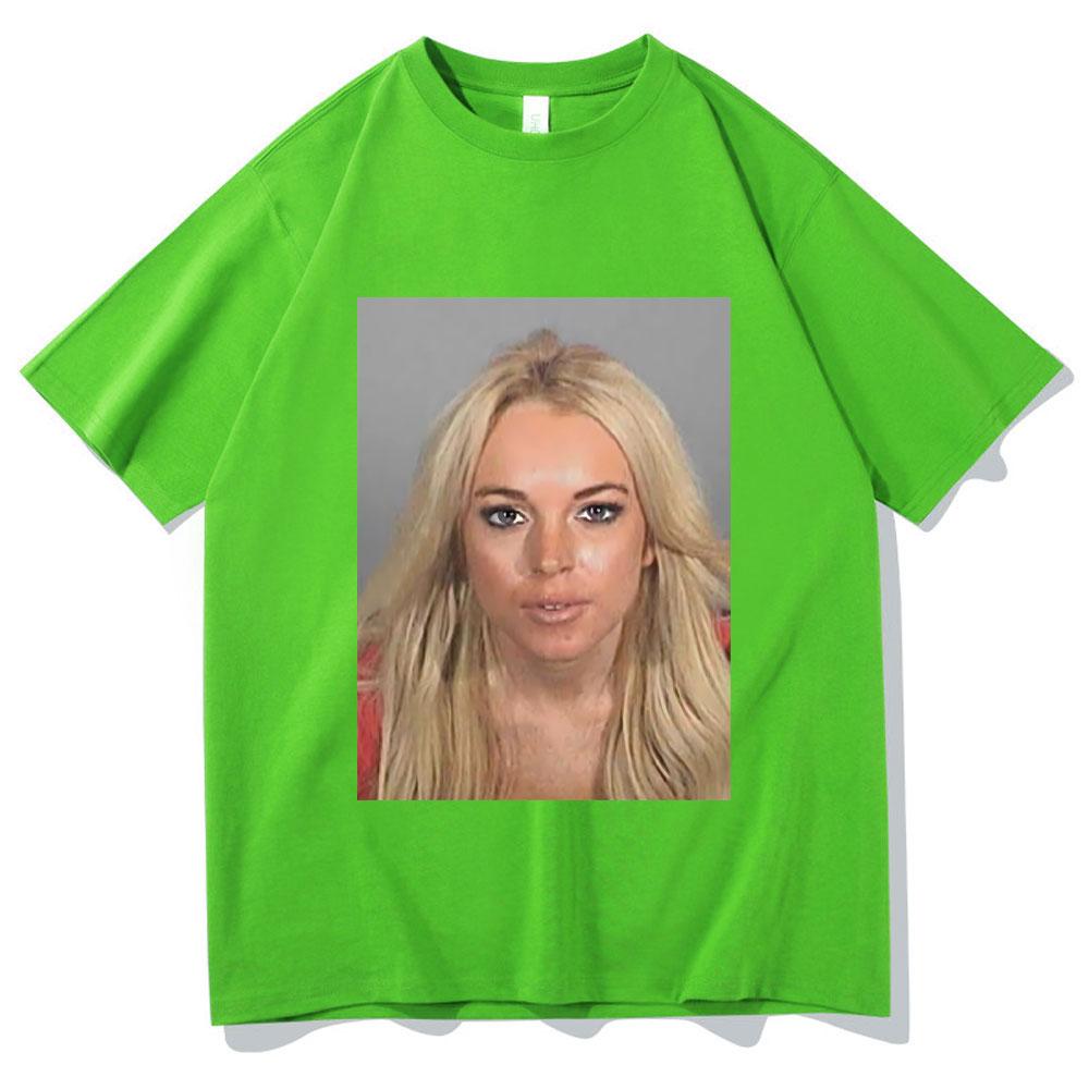 

Lindsay Lohan Mugshot Print Tshirt Men Womens Fashion Trend Tshirt Summer Unisex Pure Cotton Oversized Short Sleeve T Shirts 4XL