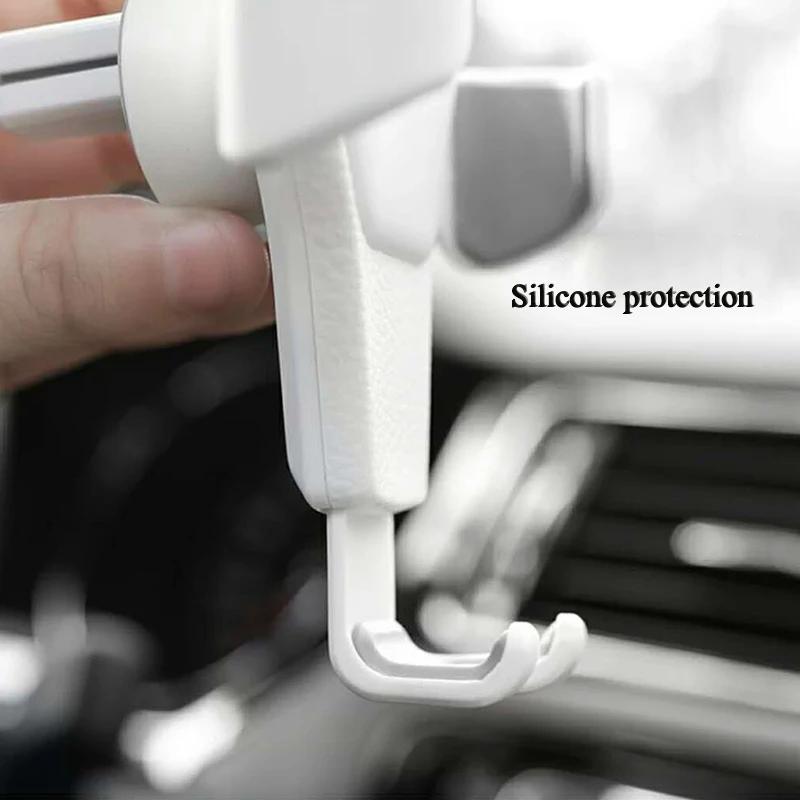 Car Leather Cell Phone Holder Car Air Vent Universal Cell Phone Holder Automatic Locking Anti-shaking Firm Holder