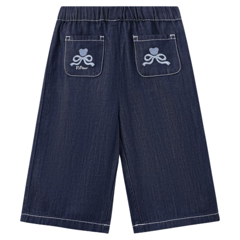 PawinPaw Girls' Cartoon Bear Loose Denim Jeans