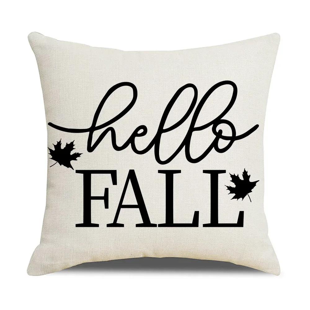 45X45cm Happy Thanksgiving Cushion Cover Fall Home Pumpkin Decorative Throw Pillows Sofa Cushions Maple Leaf Pillowcase 2023 New