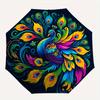 1pc Colorful Peacock Feather Mandala Umbrella with Plastic Handle,Suitable for All Seasons Home Travel Outdoor UmbrellaB1611