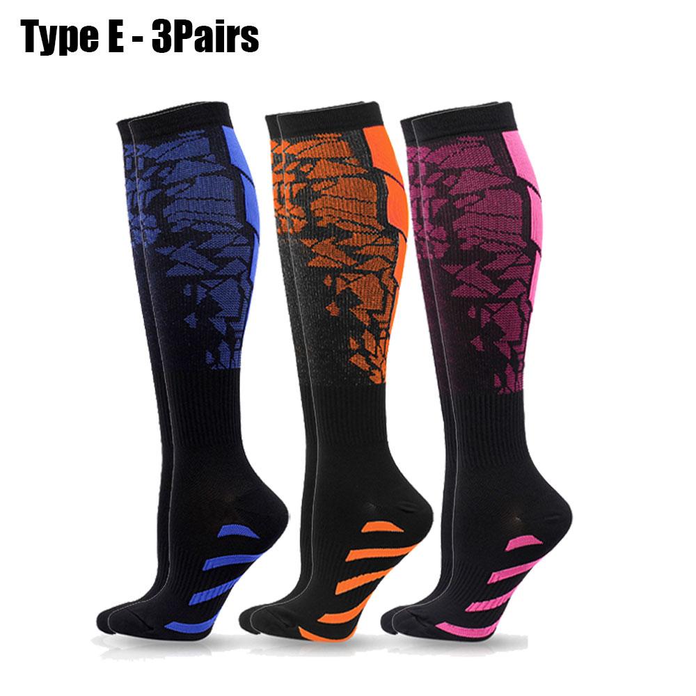 1/3/6 Pairs Sport Compression Stockings For Women Men Nursing Hiking Travel Flight Running Fitness Socks