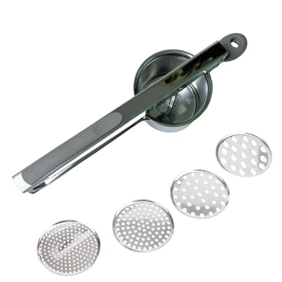 Lis na bramborovou kaši, nerezový lis na brambory, ruční odšťavňovač, šťouchadlo na brambory, profesionální kuchyňský nástroj