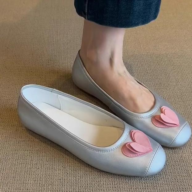 Sheep Anti-Velvet Surface Daily Commute Age Reduction One Pedal Shallow Mouth Pink Single Shoes Round Head Flat Bottom Love Grandma Shoes Casual