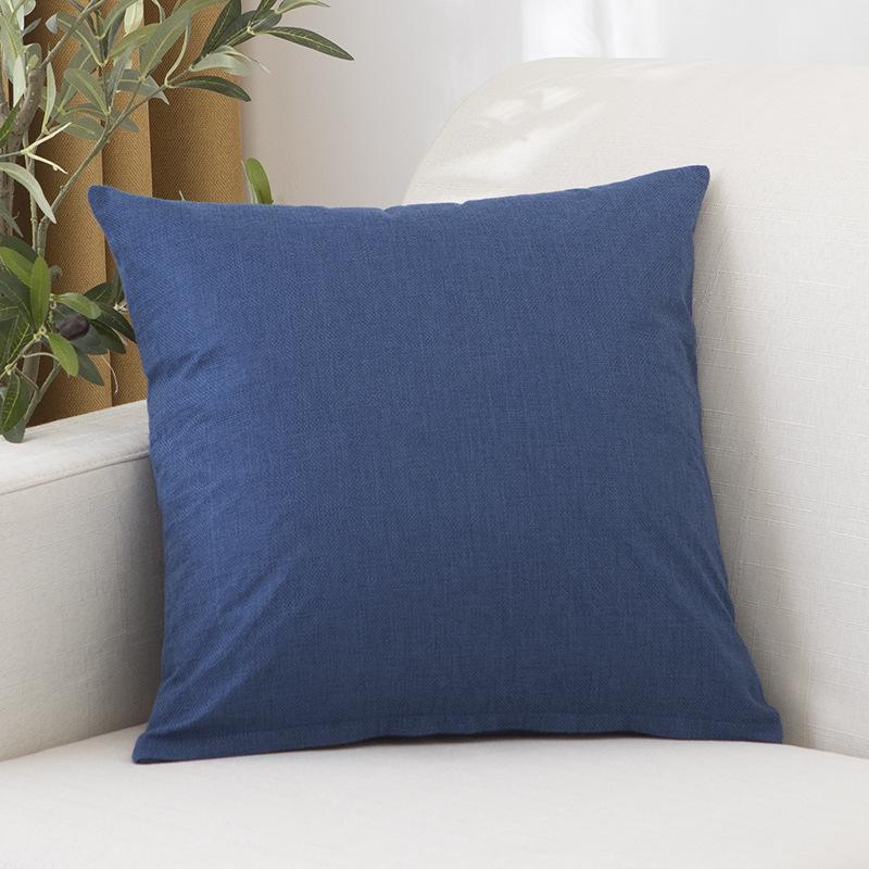 Solid Color Linen Throw Pillow Cover with Customizable Logo.