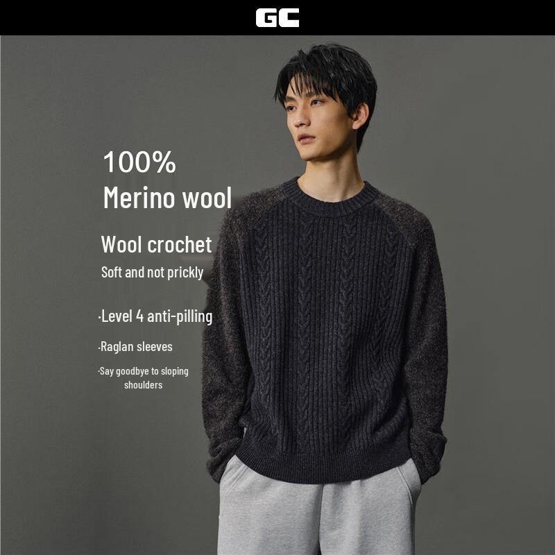 

GIORDANO CONCEPTS Men s Pure Wool Color Block Cable Knit Sweater M