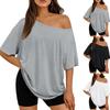 Women's Comfortable Casual Shirt: Off-the-Shoulder Short-Sleeve Top
