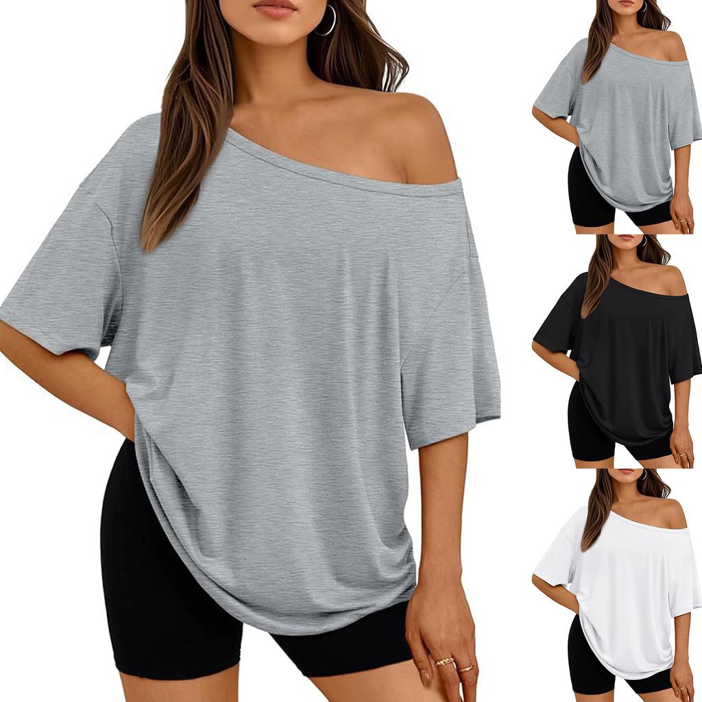 Women's Comfortable Casual Shirt: Off-the-Shoulder Short-Sleeve Top