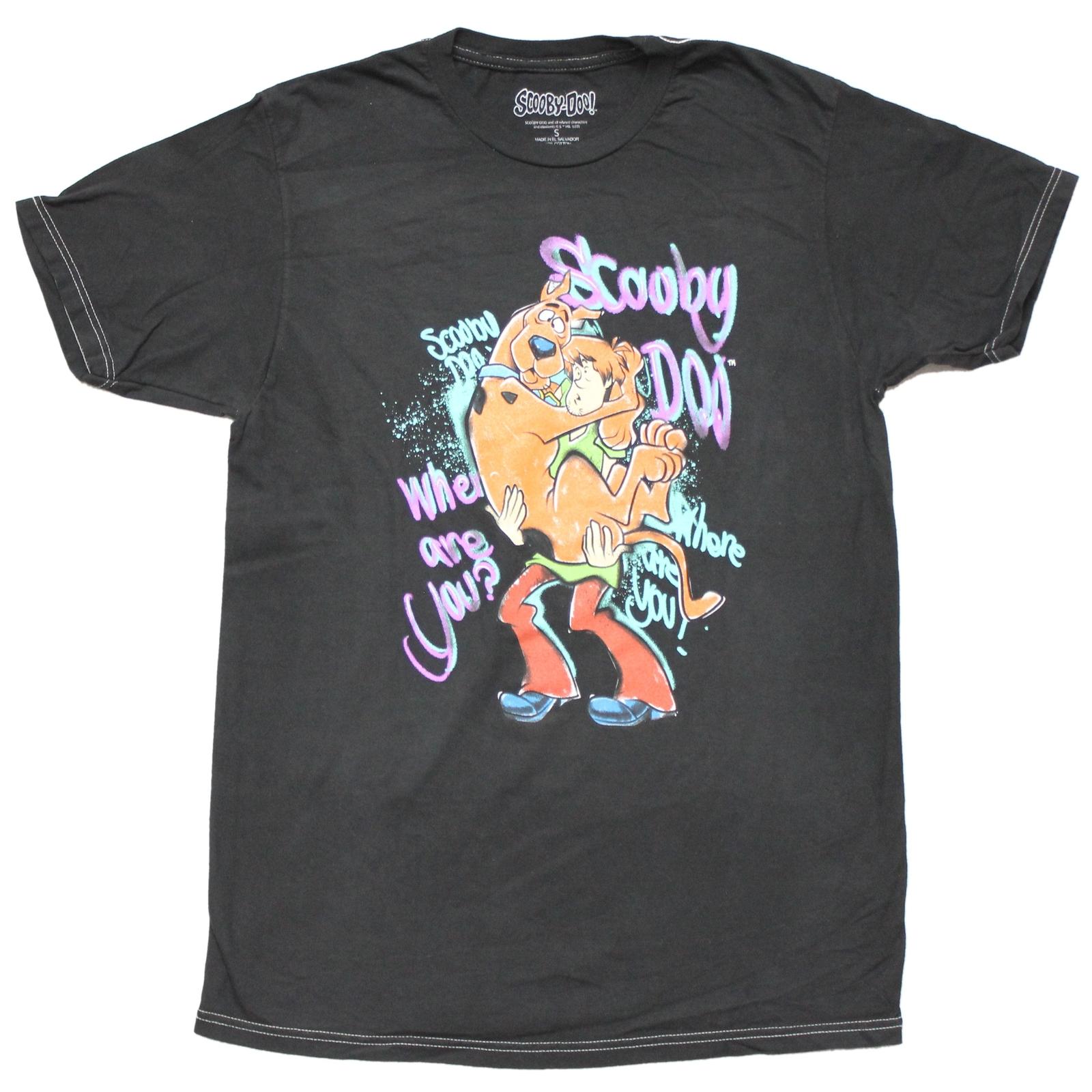 Scooby Doo Mens T-shirt - Where Are You Shaggy Holding Scooby S