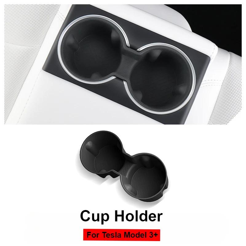 For Tesla New Model 3+ Highland 2025 Silicone Car Cup Holder Central Control Armrest Box Fixed Cup Slot Storage Beverage Holder