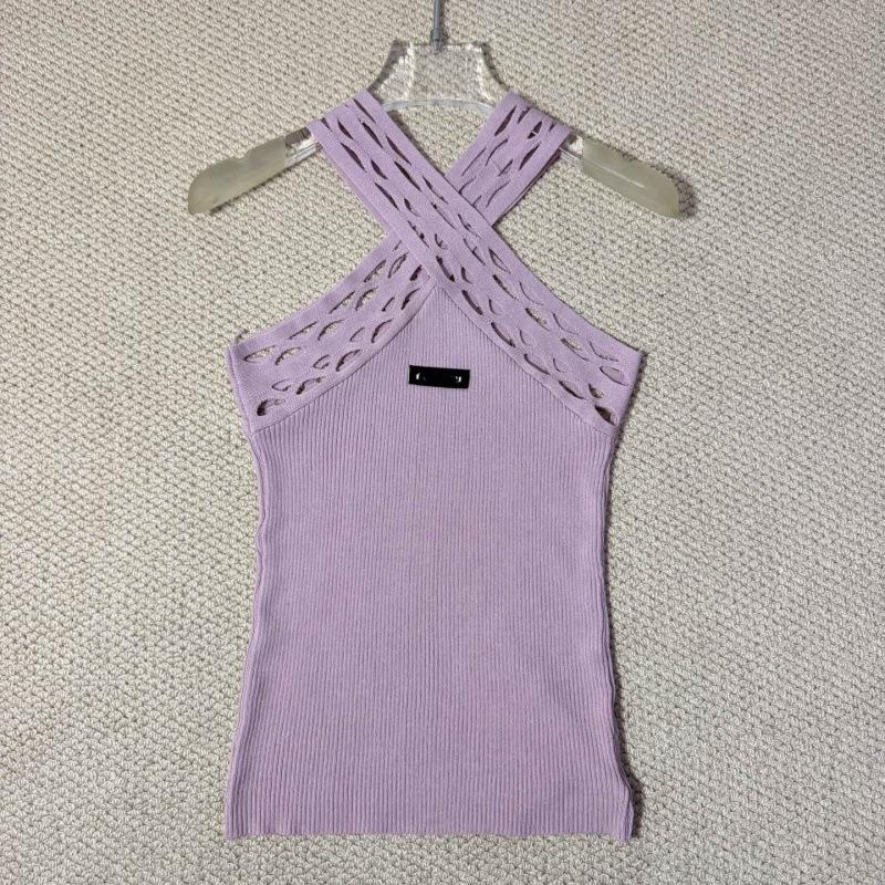 Miu Style Summer Cross Halter Knit Tank Top - Slim Fit, Sexy, Simple, Versatile.