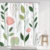 1Pc Simple Style Leaves Print Polyester Shower Curtain Bathroom Decoration Curtain,Hanging Curtain With Hooks Machine Washable