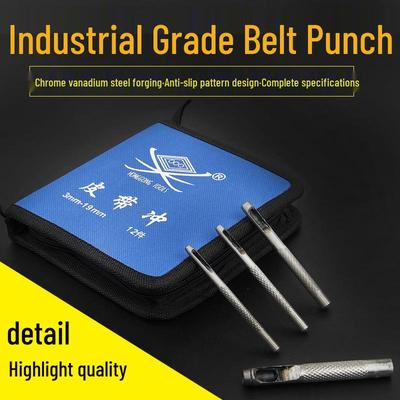 Professional Leather Belt Punching Tool Set: 2.5-40mm Punch Heads and Wrench