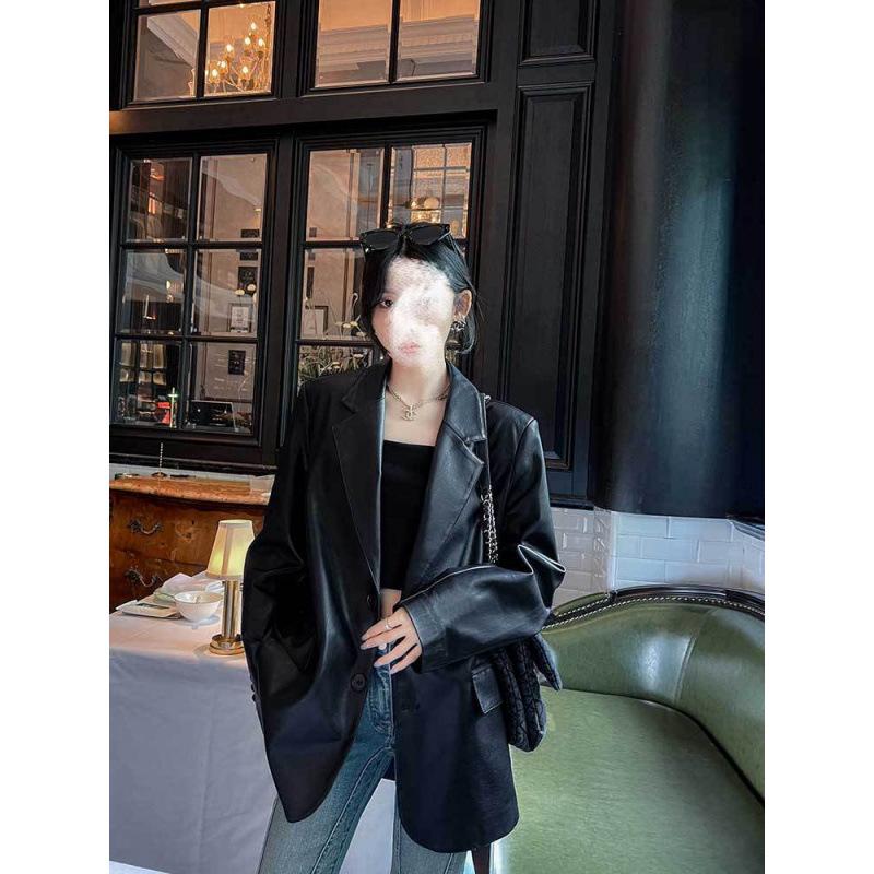 In-Stock 8901 Plus Size Korean Style Women's Leather Jacket (Casual, High-End, Loose Fit)