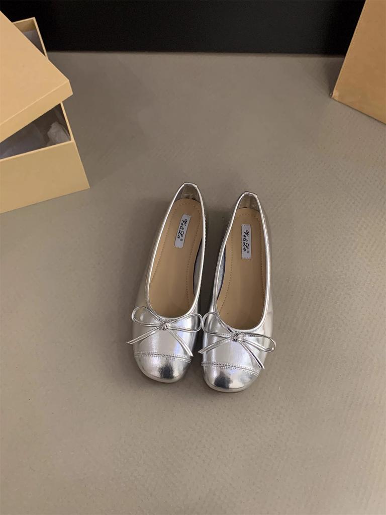 French small fragrant silver single shoes women's shoes spring and autumn 2025 new summer flat small red gentle evening shoes