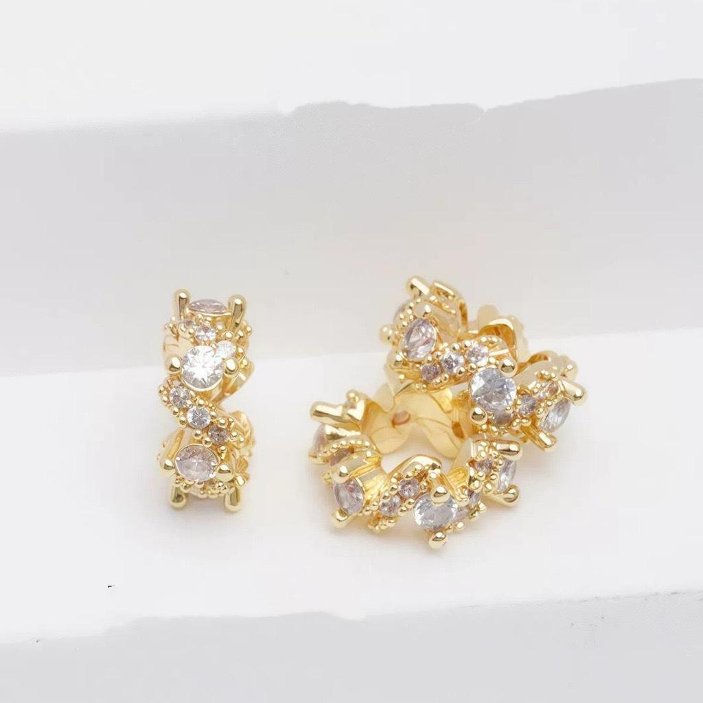 14k Gold-Plated Color-Preserving Cubic Zirconia Spacer & Barrel Beads for DIY Crystal Bracelets