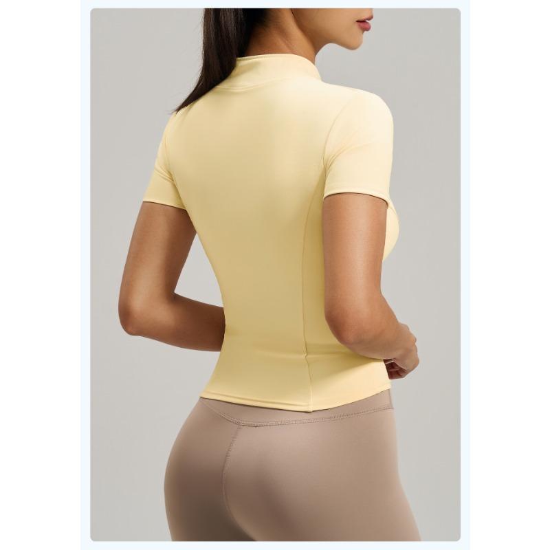Women S Short Sleeve Tight Stand Collar Yoga Sports Jacket