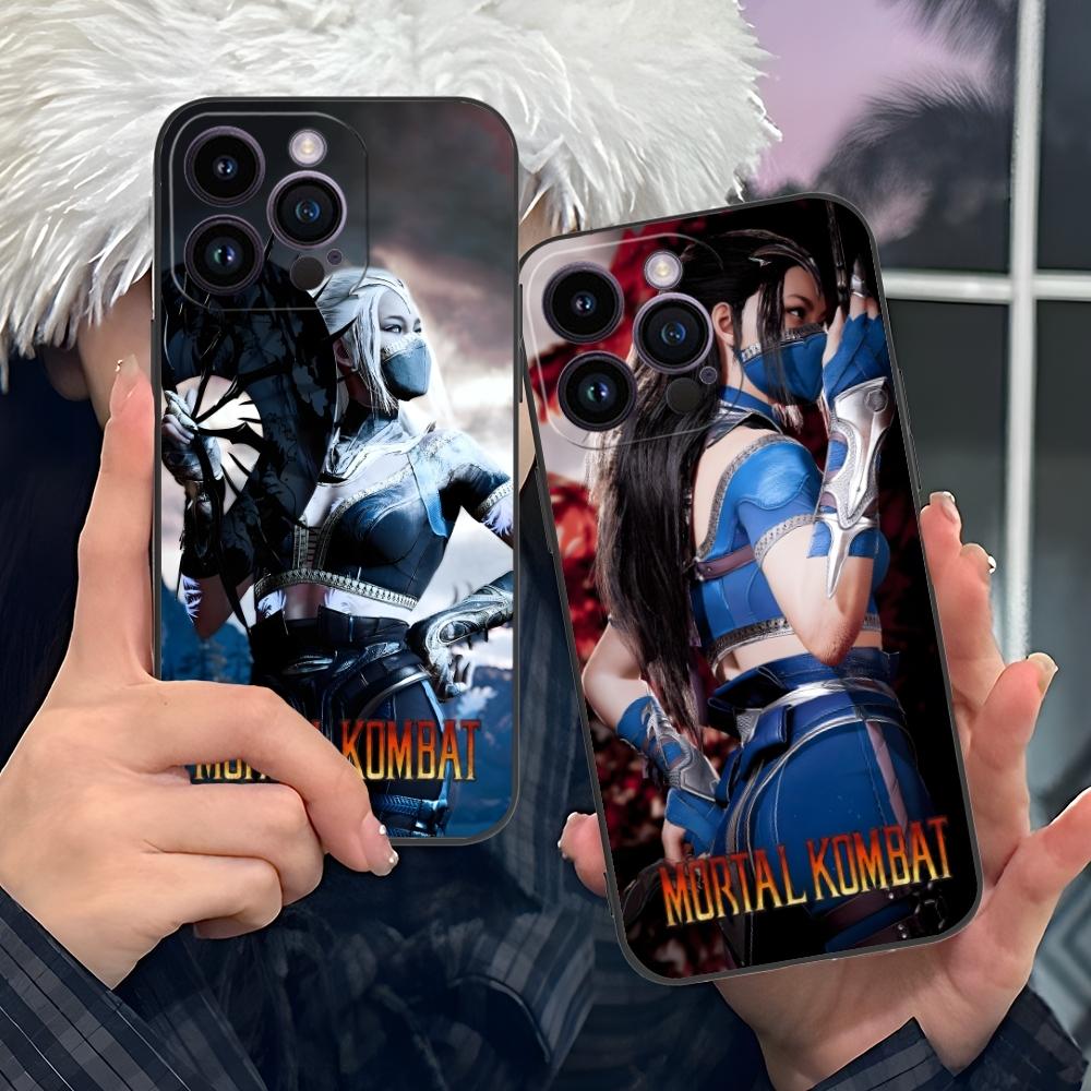 Mortal Kombat Kitana Mobilne Etui na Telefon Komórkowy dla iPhone 16 15 14 13 12 11 X XR XS 8 7 Pro Max Plus Mini Czarne Etui Ochronne na Telefon