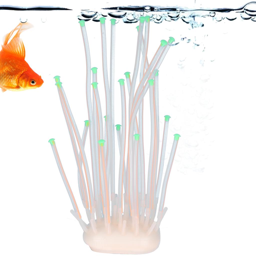 Artificial Coral Silicone Fluorescent Simulation Aquarium Fish   2‑Color Tube Decoration