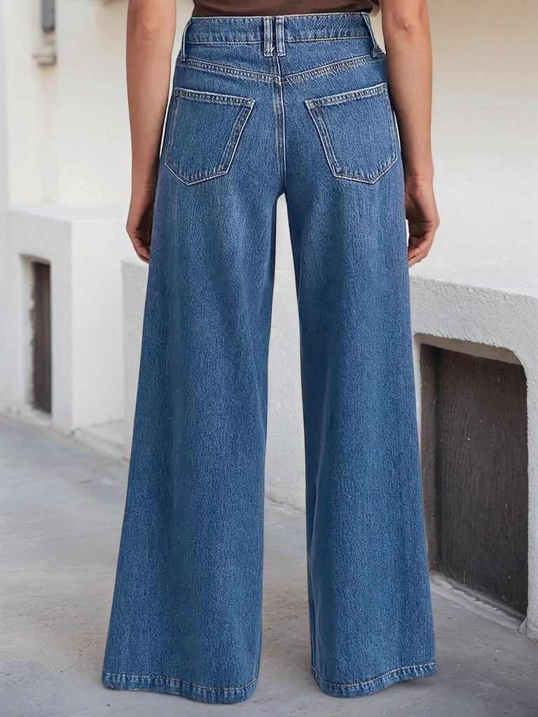 New Women's Fashionable Wide-Leg Stretchy Denim Jeans - Comfortable, Stylish, High-Quality Casual Pants