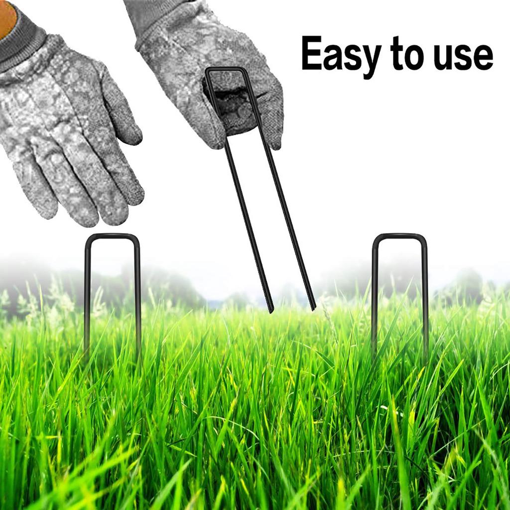 6 inch 50Pcs UType Garden Stakes Galvanized Landscape Turf Staples