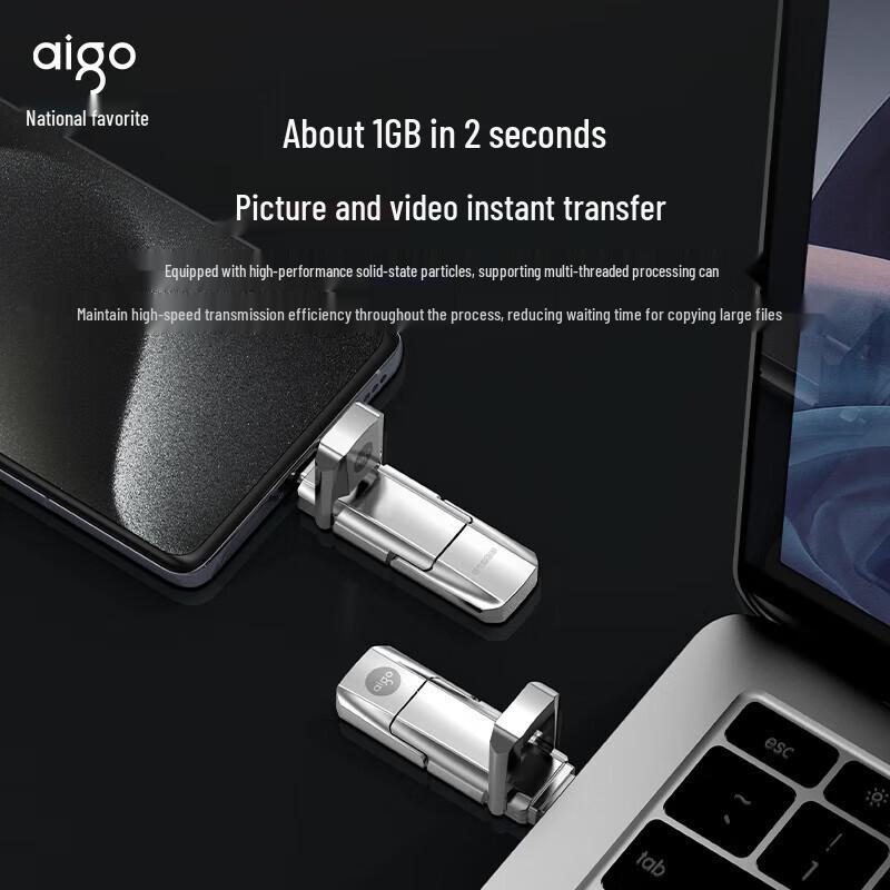 aigo 1TB Dual-Interface USB 3.2 Type-C SSD Flash Drive