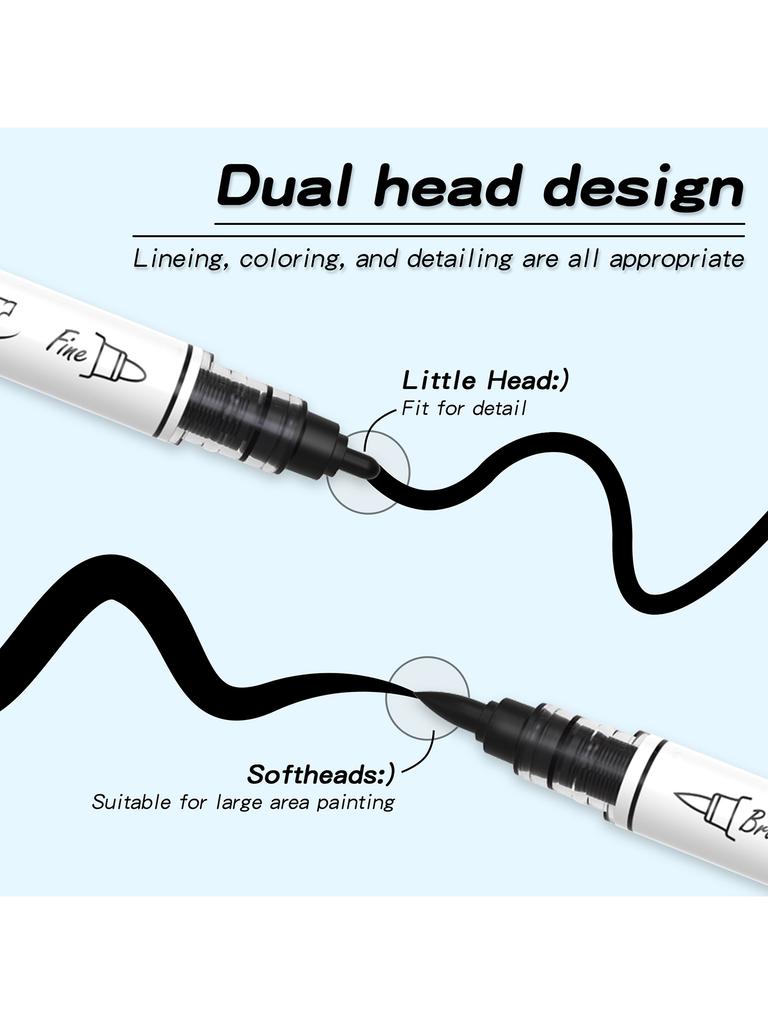 Black/White Large Capacity Dual Tip Permanent Acrylic Paint Pen for Art Supplies Fabric Paint, Markers for DIY Art Brush Pen Set
