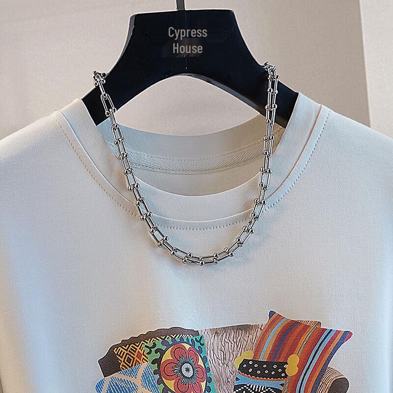 Women's Cotton Blend Loose Fit Round Neck Print T-Shirt