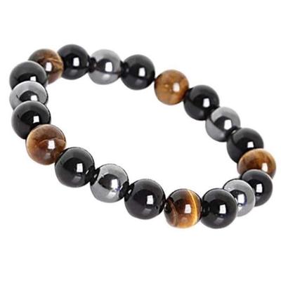 Bracelet - Tiger Eye - Triple Protection - Hematite - Black Obsidian - 10 Mm